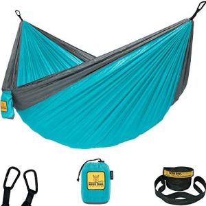 Wise Owl Outfitters Camping Hammock – 500lbs Portable Hammock with Tree Straps - Travel, Backpacking, Hiking, Outdoors Camping Gear - Single or Double